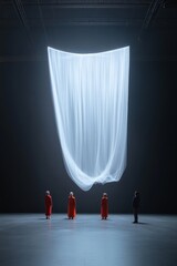 Leinwandbilder - Contemporary Light Sculpture Ethereal Fabric Installation at Immersive Art Show for Innovative Experiential Events - Transforming Public Spaces with Dynamic Visuals