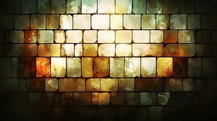 Wall Mural - Grungy Brick Wall Texture Background Golden Brown Tones