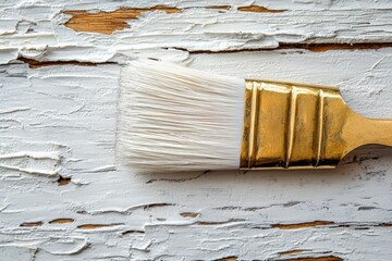 Poster - Painting a wooden surface with a brush to restore its original appearance and texture
