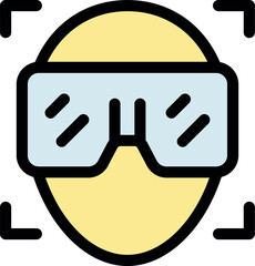 Poster - Facial recognition software scanning a person wearing augmented reality glasses for biometric authentication