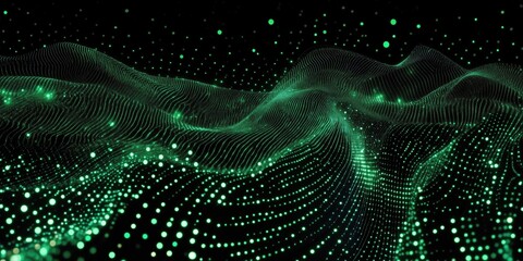 Fototapete - A mesmerizing abstract wave pattern in vibrant green tones, evoking a sense of movement, energy, and digital innovation.