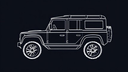 Leinwandbilder - Silhouette of a rugged auto vehicle icon showcasing off road design and sturdy features in minimalist style. Generative AI