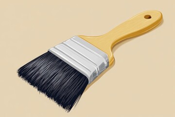 Poster - Brush with a wide bristle head sits on a light background, showing the perfect choice for painting and DIY projects