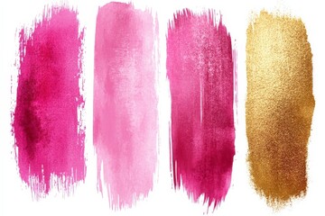 Poster - Colorful brush strokes in shades of pink and gold for creative design projects and artistic expression
