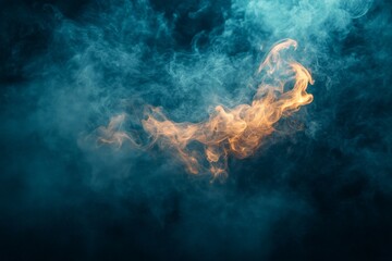 Leinwandbilder - Fire and smoke dance in a mesmerizing display of colors and patterns in a dark environment