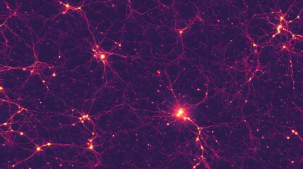 Fototapete - Abstract Neural Network Cosmic Web Glowing Pink Purple AI Generated