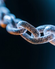 Poster - Futuristic Blockchain Visualization Digital Chain Links with Quantum Encryption - Advanced Security Solutions for Cybersecurity and Tech Industries