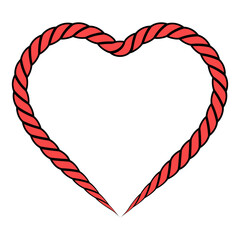 Poster - Red rope tied into heart shape, Red Rope Heart Symbol