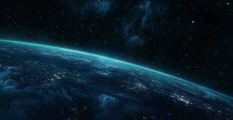 Wall Mural - Earthrise, space, night, glowing, nebula, orbiting, planet, background, cosmic, science fiction
