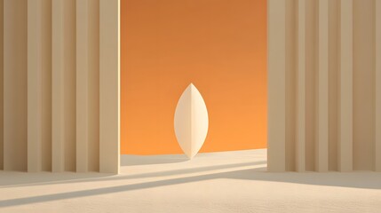 Wall Mural - Abstract Minimalist Beige Orange Scene with Central Shape