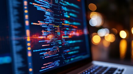 Leinwandbilder - Futuristic Security Operations Center Display Interactive Monitors with Encrypted Code VisualsAdvanced Tech Aesthetic for Digital Security and Network Management Solutions
