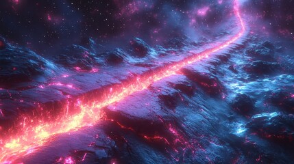 Wall Mural - Cosmic lava fissure, celestial landscape, nebula background, fantasy art