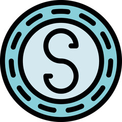 Poster - Simple vector icon of a light blue coin with the letter s, representing money, savings, and investment