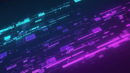 Abstract digital data stream, neon glow, technology background, website design