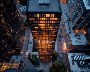 Poster - Urban Nightscape Security Visualization Illuminated High-Rise Surveillance with Modern Architectural Details - Enhancing Public Safety in Commercial Real Estate