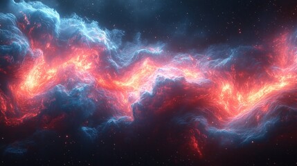 Wall Mural - Cosmic Nebula Fire Ice Digital Art Background