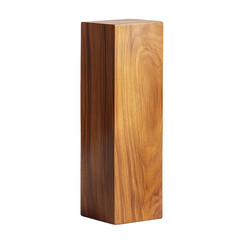 Fototapete - The image shows a single, upright, rectangular block of polished wood with visible grain.