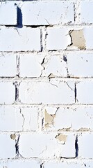 Canvas Print - Cracked White Brick Wall Texture Background Aged Weathered Grunge Surface