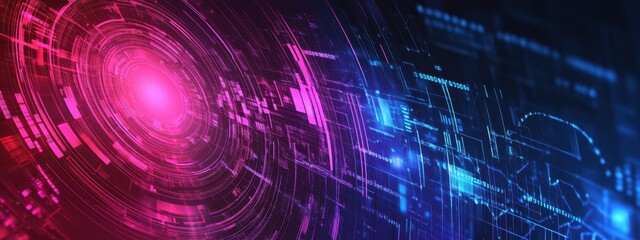 Poster - Abstract Futuristic Technology Background Pink Blue Digital Innovation Network