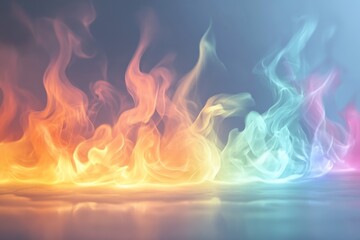 Poster - Vibrant flames dance in colorful hues illuminating the dark background