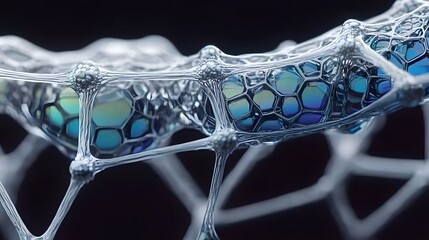 Fototapete - Abstract Network Structure Microscopic Cells AI Generated