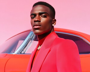 Aufkleber - Retro-Futuristic Style in Vivid Fashion Glossy Textures and Vintage Cars for Urban Editorials - Dynamic Content Creation and Nostalgic Marketing Appeal