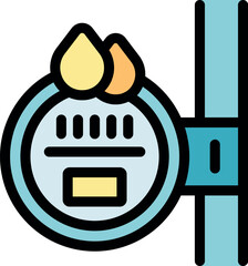 Poster - Water meter is measuring water consumption, showing drops icon in colorful flat style