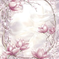 Wall Mural - Elegant Pink Magnolia Flowers Silk Background Design