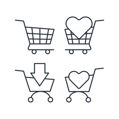 Poster - Shopping Cart icon symbol vector sign isolated on white background illustration for graphic and web design