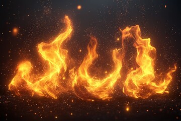 Poster - Fire dances in dynamic patterns against a dark background, creating a mesmerizing display of movement and light