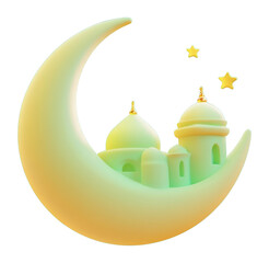 Poster - PNG 3d ramadan moon illustration islamic mosque.