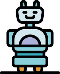 Poster - Friendly chatbot robot with a smiling face, representing advanced ai technology and automated communication