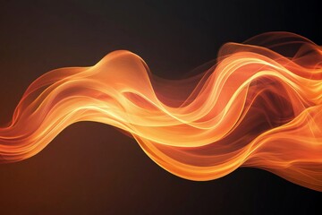 Poster - Flowing orange and yellow waves create an abstract design, showcasing vibrant motion against a dark backdrop