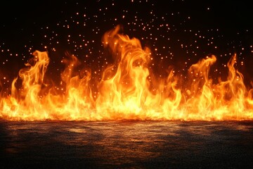 Poster - Intense flames and glowing sparks create a captivating visual display in a darkened environment