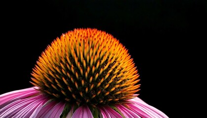 Wall Mural - close up of Coneflower, black background, copy space