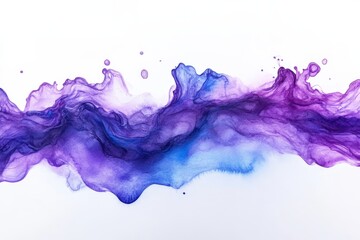 Leinwandbilder - Abstract purple and blue watercolor design flowing across a white background, evoking creativity and calm