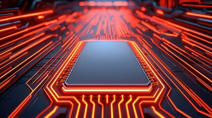 Poster - Futuristic Technology Background with Glowing Circuit Elements