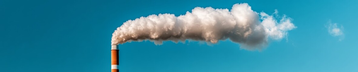 Poster - Industrial Elegance in Energy Infrastructure Minimalist Smokestack Against Clear Blue Sky - Sustainable Power Plant Systems and Engineering Solutions for Eco-Friendly Industrial Advancement