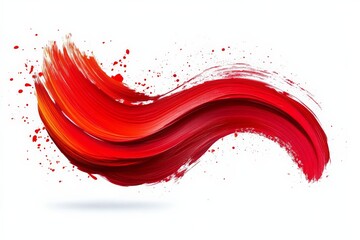 Aufkleber - Vibrant red paint swirl with splashes creating dynamic artistic expression at an abstract art display