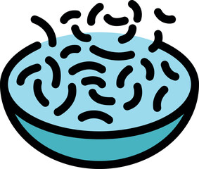 Poster - Petri dish containing a blue liquid culture medium with growing bacteria, ideal for microbiology and scientific research