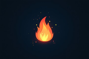 Leinwandbilder - Vibrant flame flickering in the dark with glowing embers and sparks surrounding it during nighttime