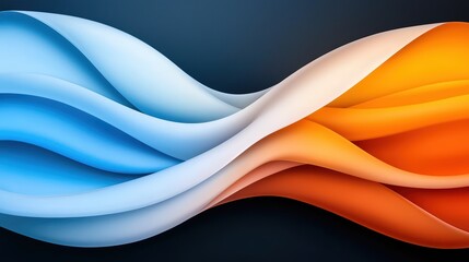 Poster - Abstract Waves Design in Blue and Orange Color Palette
