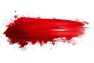 Aufkleber - Vibrant red brush stroke with splashes illustrating artistic expression and creativity in a minimalist style