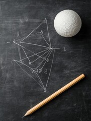 Aufkleber - Chalkboard Math Visualization Geometric Sketches with Chalk on Blackboard - Educational Content for STEM Engagement and Interactive Learning Environments