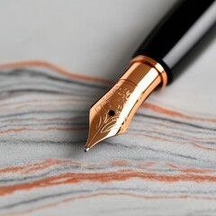 Poster - Timeless Elegance Fountain Pen on Marble Grain Document for Authentic Legal Verification in Professional and Digital Business Ecosystems