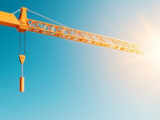 Poster - Sleek Industrial Crane Against Clear Sky Modern Construction Aesthetic in Urban Development - Innovative Engineering for Progressive Infrastructure Projects