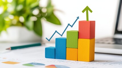 Poster - Colorful Building Blocks Showing Growth and Business Success Concept
