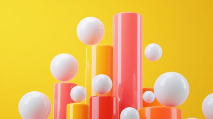Poster - Colorful geometric shapes with bright background and dynamic design