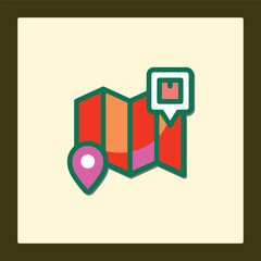 Poster - Colorful Map Icon Design for Navigation and Location Services Graphics