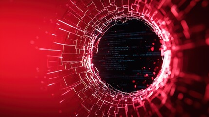 Poster - Abstract Digital Sphere with Flowing Data and Red Light Effects